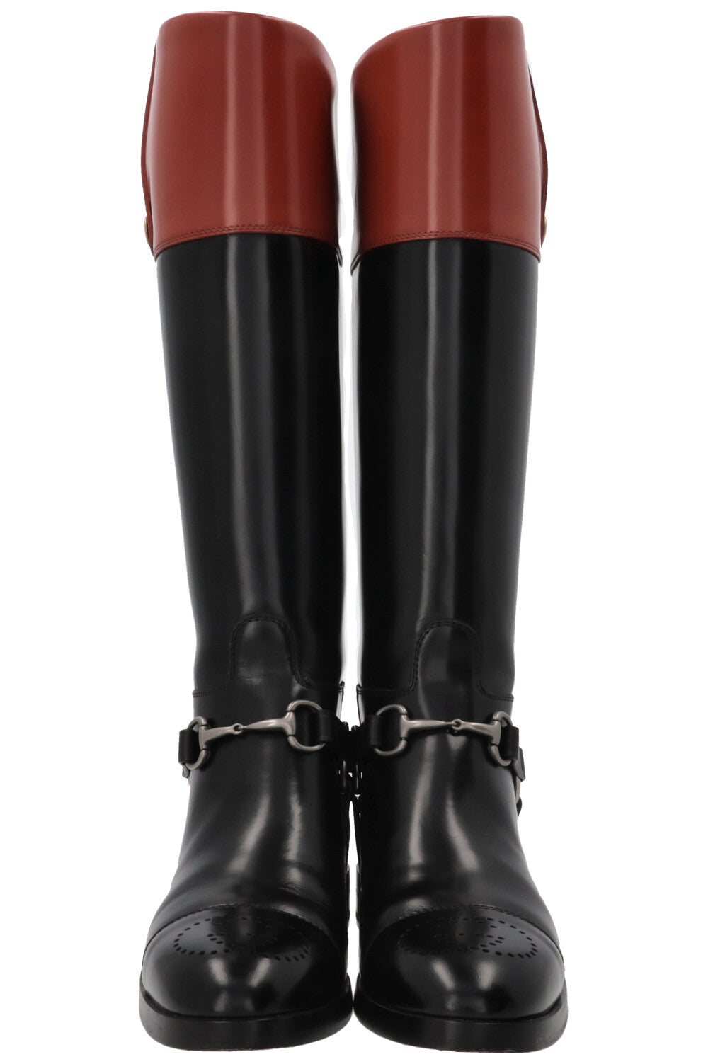 GUCCI Horsebit Riding Boots Leather Black