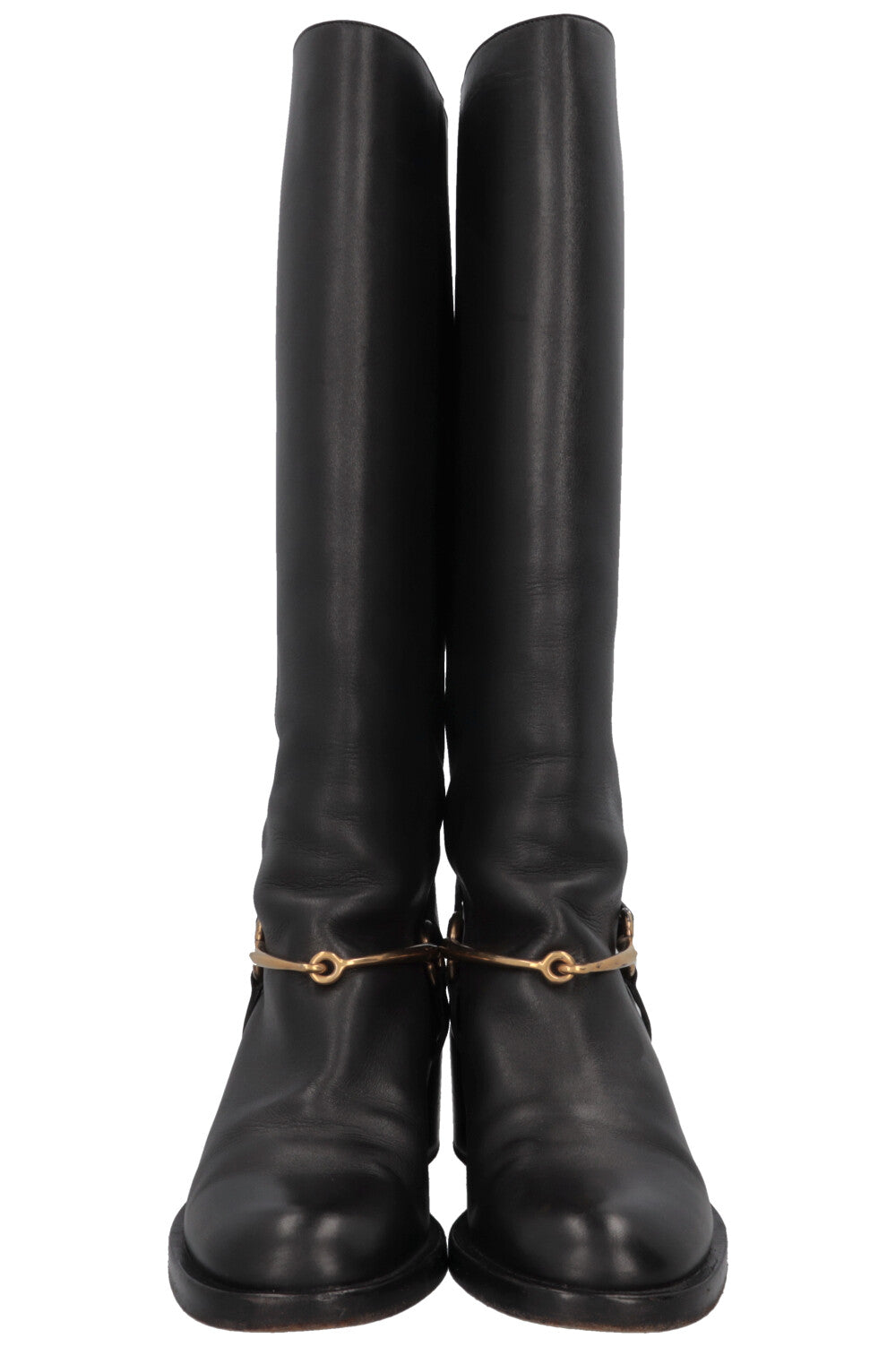GUCCI Horsebit Riding Boots Leather Black