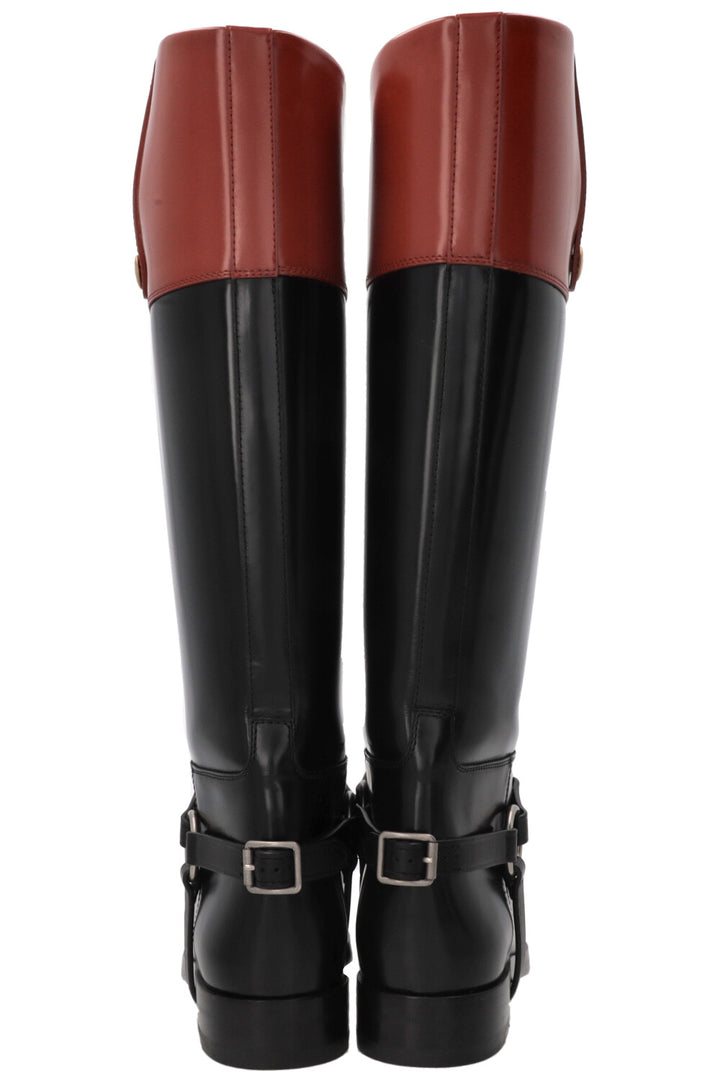 GUCCI Horsebit Riding Boots Leather Black