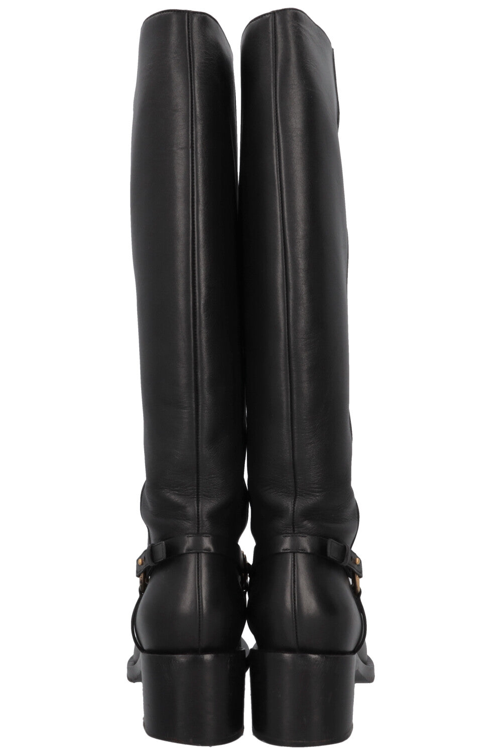 GUCCI Horsebit Riding Boots Leather Black