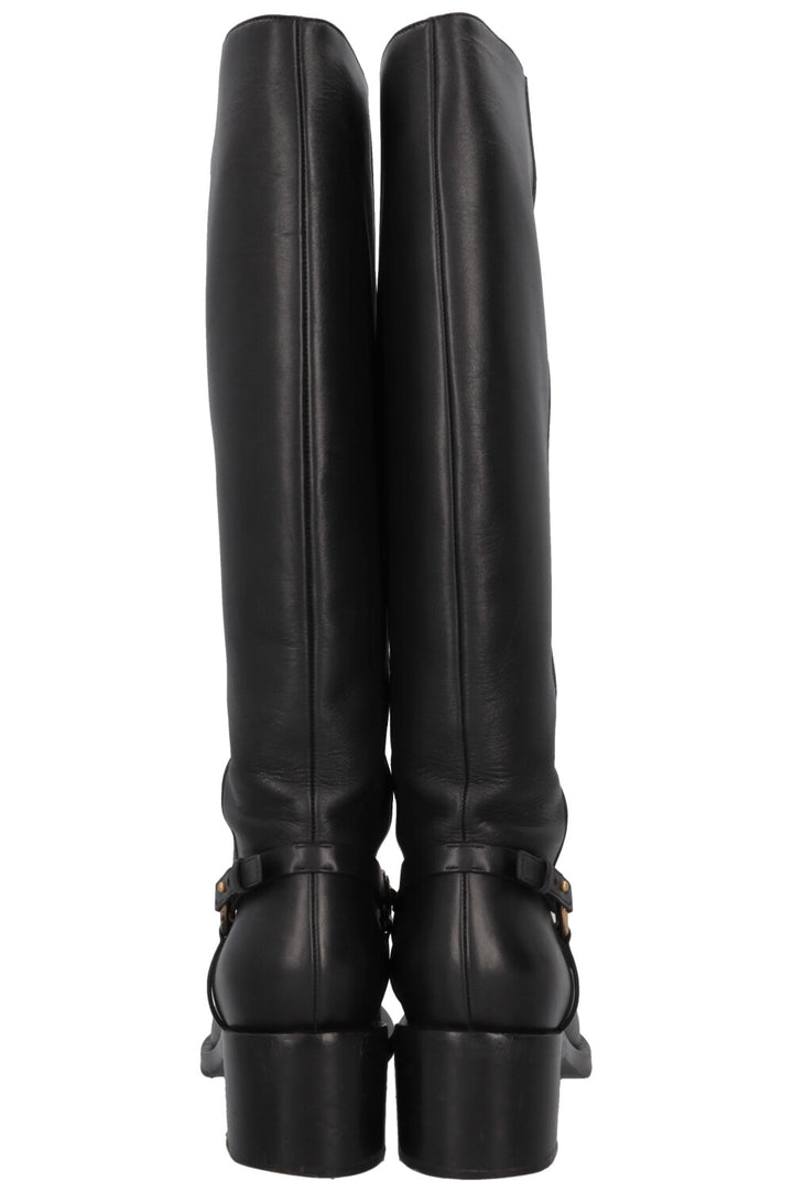 GUCCI Horsebit Riding Boots Leather Black