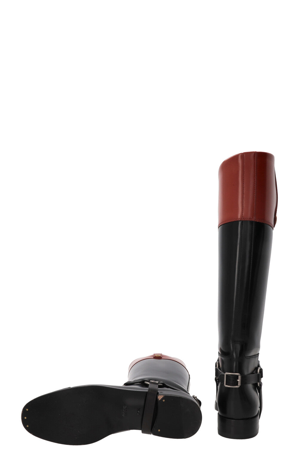 GUCCI Horsebit Riding Boots Leather Black
