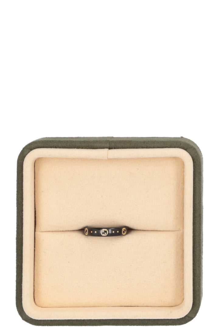 GUCCI Icon Interlocking GG Ring Black Gold