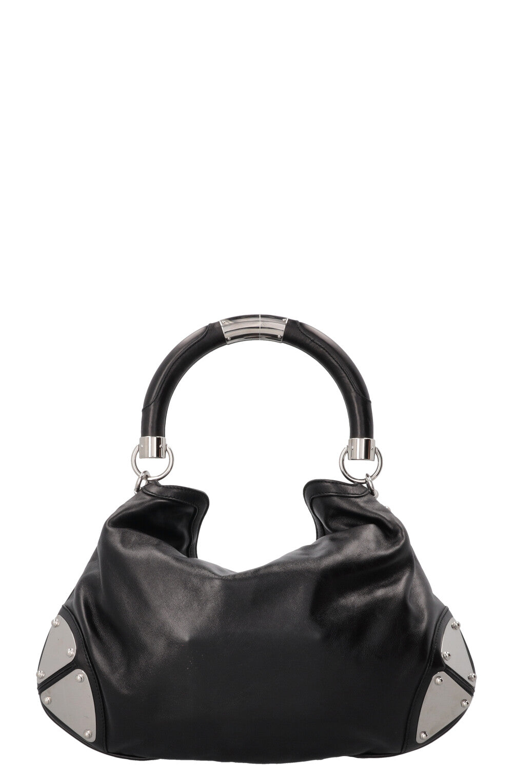GUCCI Indy Hobo Bag Leather Black Metal