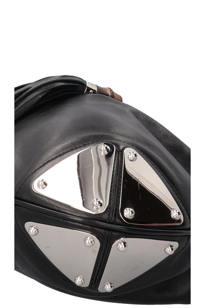 GUCCI Indy Hobo Bag Leather Black Metal
