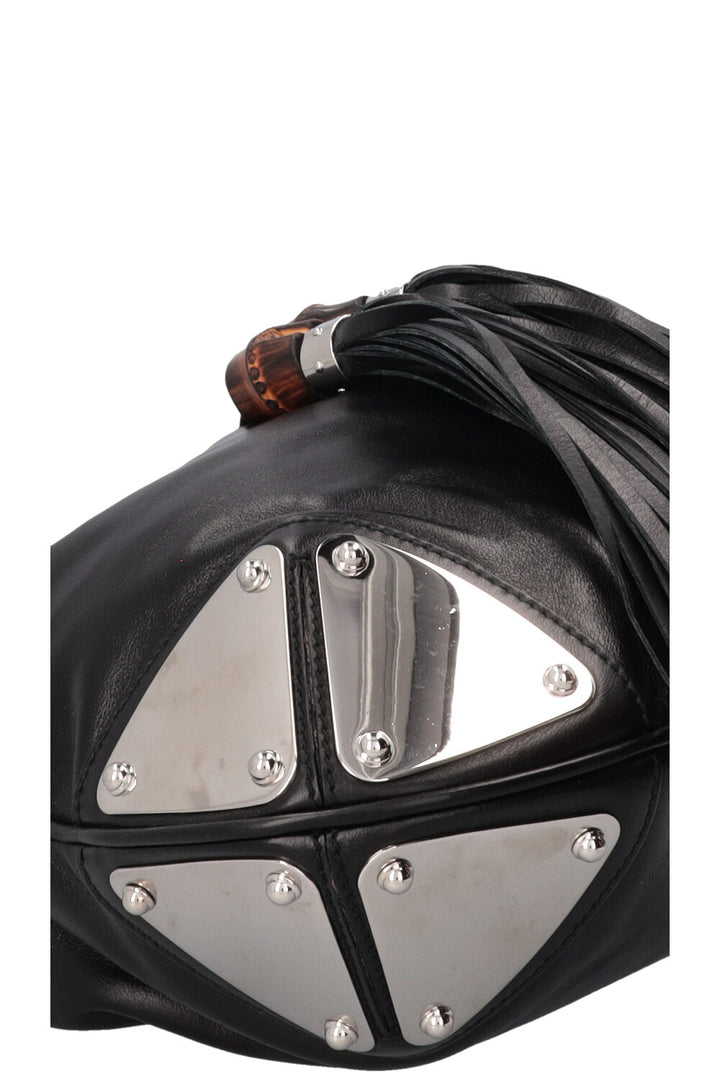 GUCCI Indy Hobo Bag Leather Black Metal