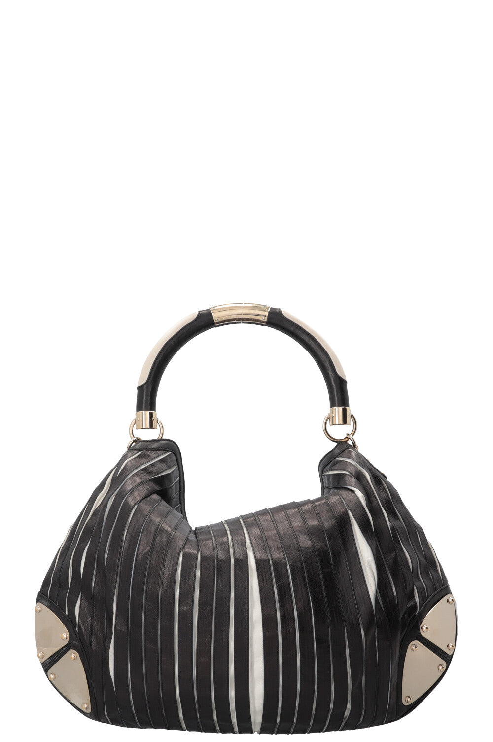 GUCCI Indy Hobo Bag Leather Black White