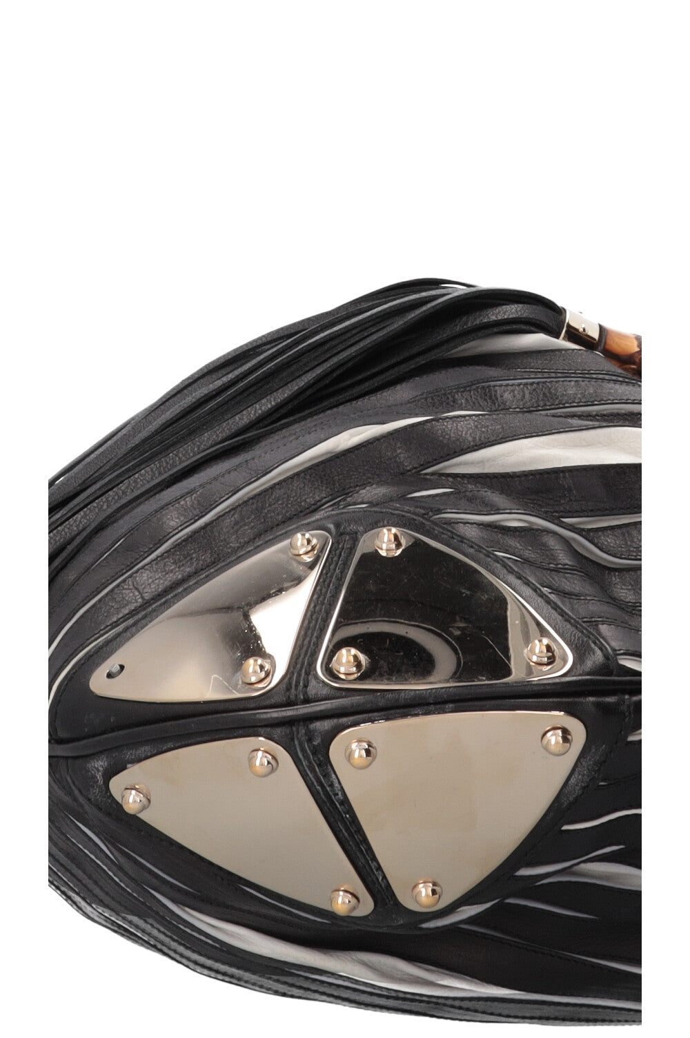 GUCCI Indy Hobo Bag Leather Black White