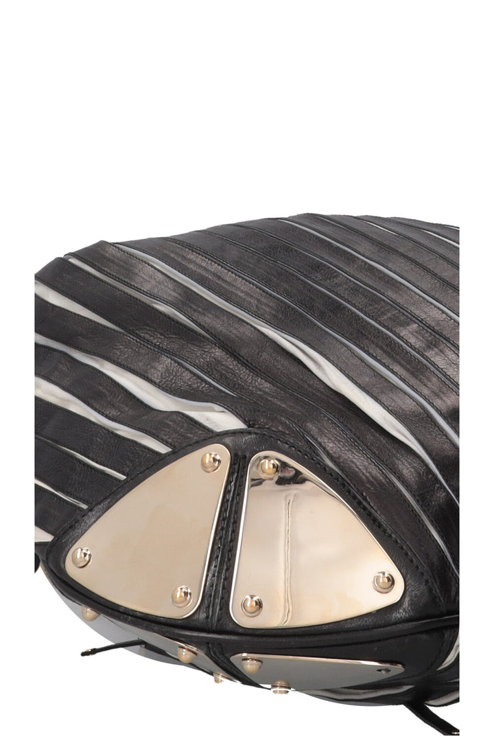 GUCCI Indy Hobo Bag Leather Black White