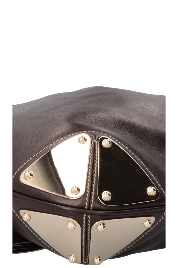 GUCCI Indy Hobo Bag Leather Brown Metal