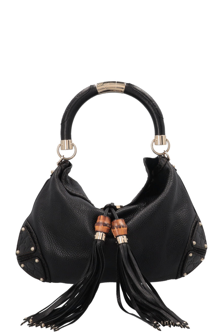 GUCCI Indy Hobo Bag Leather GG Black
