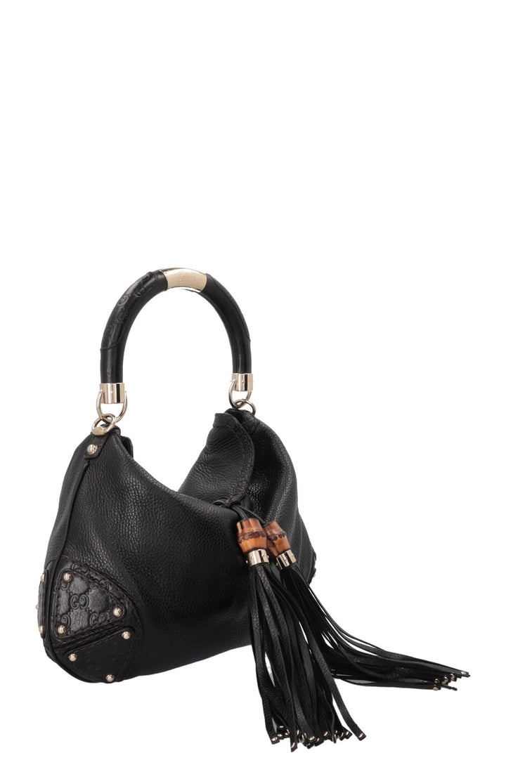 GUCCI Indy Hobo Bag Leather GG Black