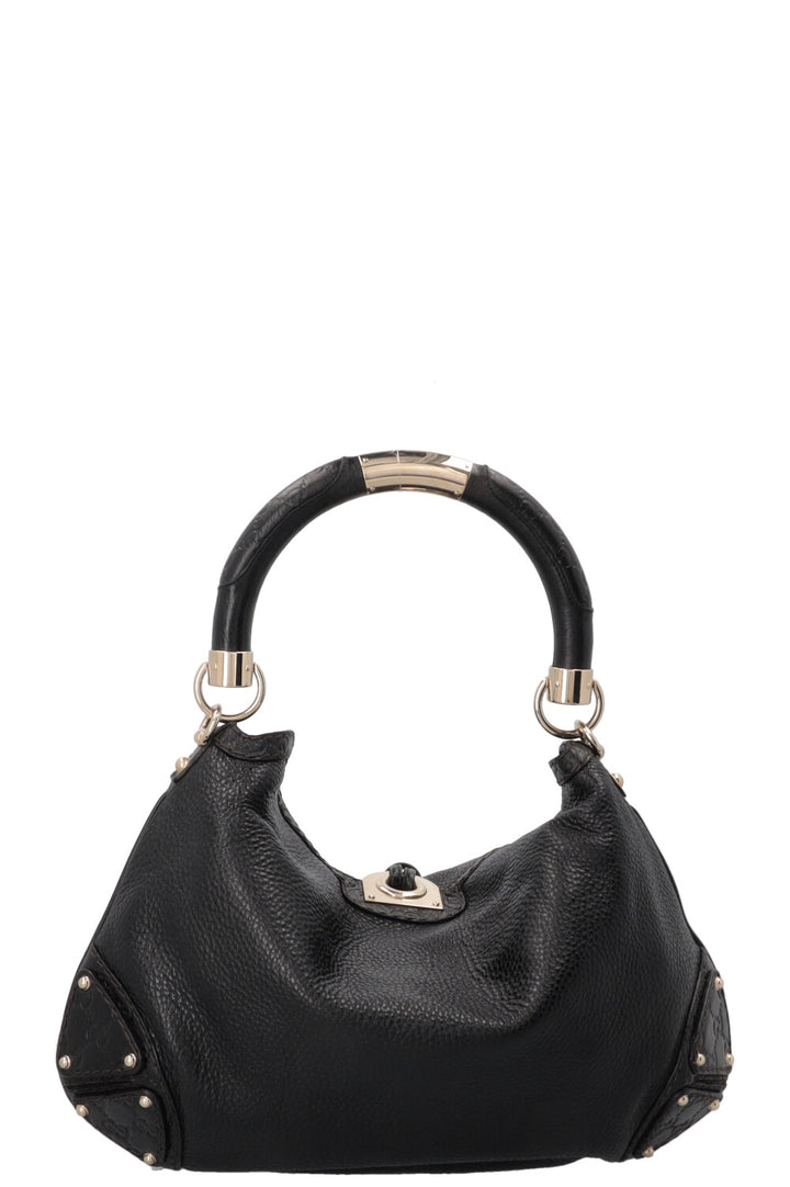 GUCCI Indy Hobo Bag Leather GG Black