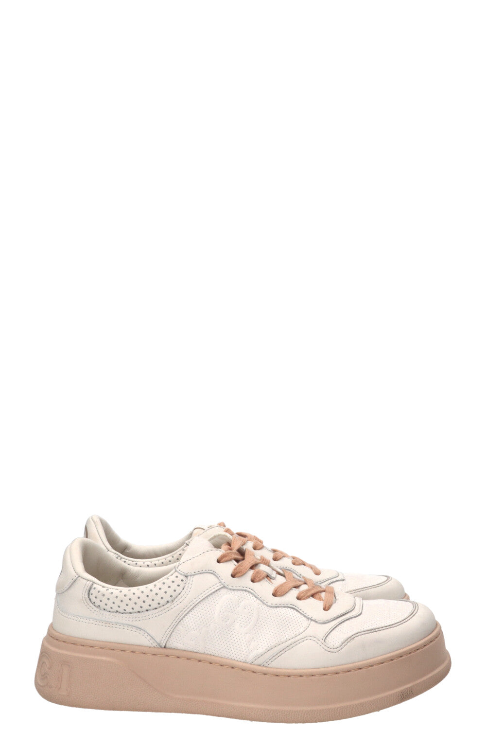 Baskets basses Interlocking GG GUCCI en cuir blanc