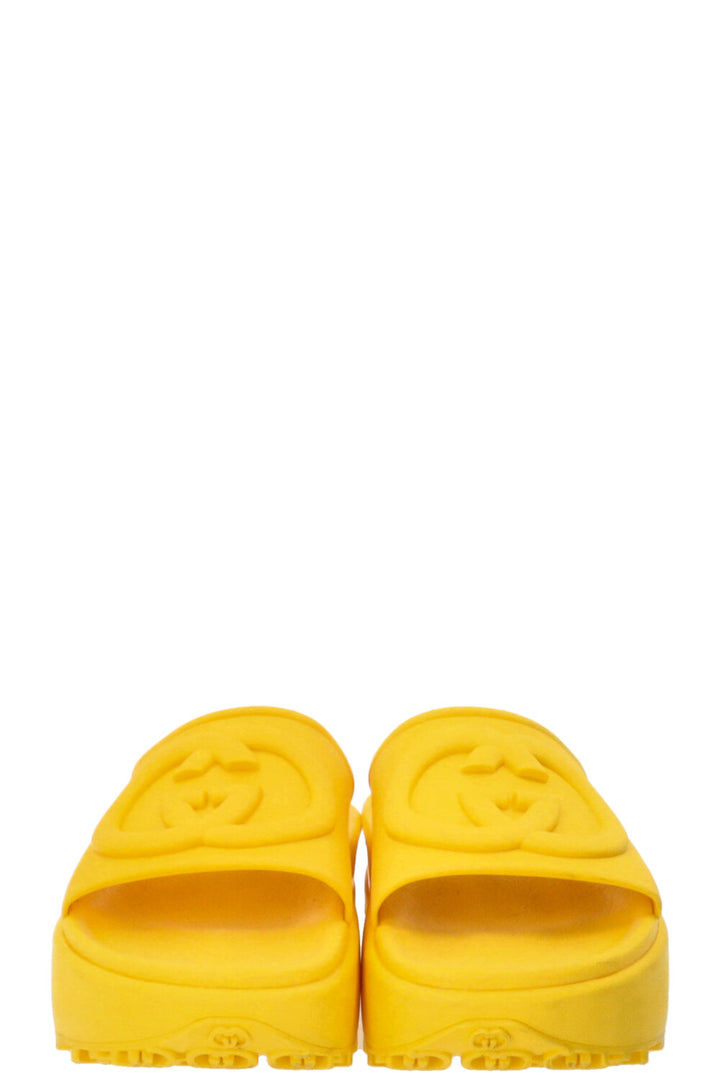 GUCCI Interlocking GG Platform Slides Rubber Yellow