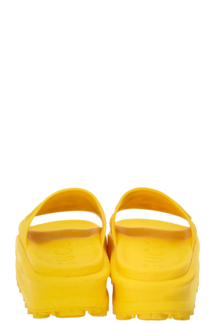 GUCCI Interlocking GG Platform Slides Rubber Yellow