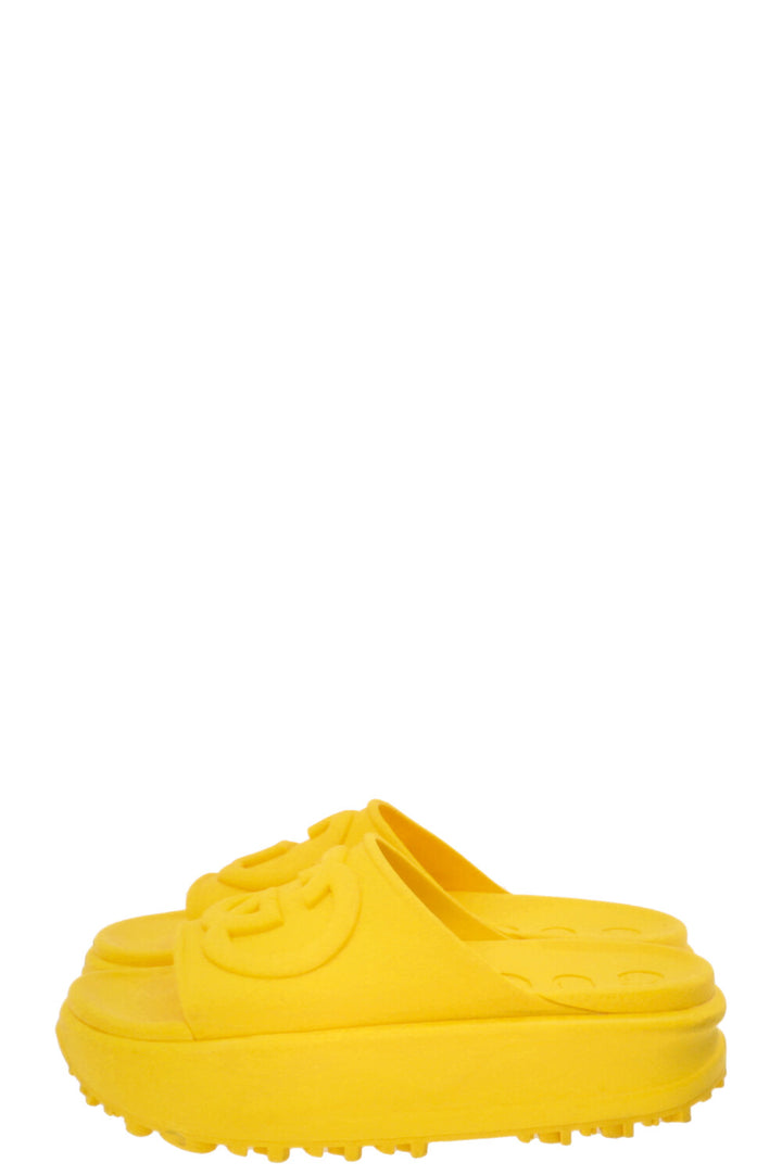 GUCCI Interlocking GG Platform Slides Rubber Yellow