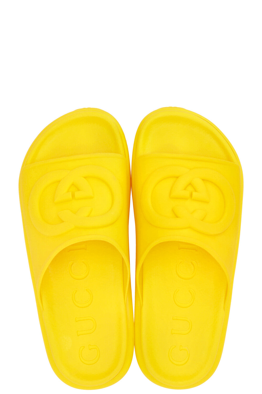 GUCCI Interlocking GG Platform Slides Rubber Yellow