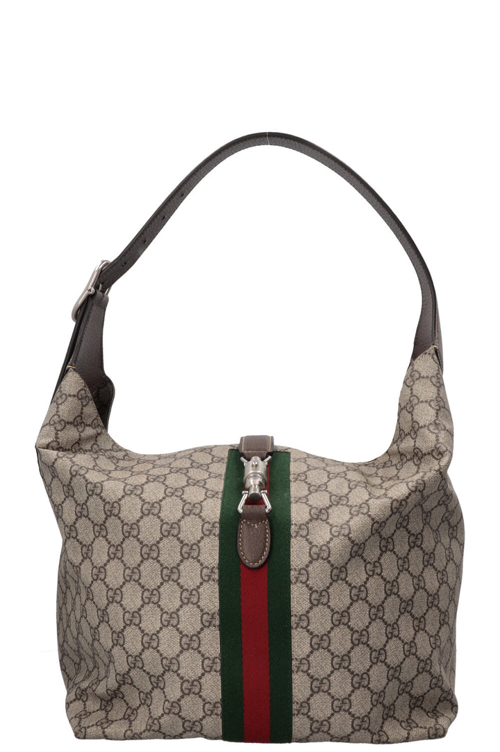 GUCCI Jackie 1961 Hobo Bag Medium Supreme Canvas Leather Brown