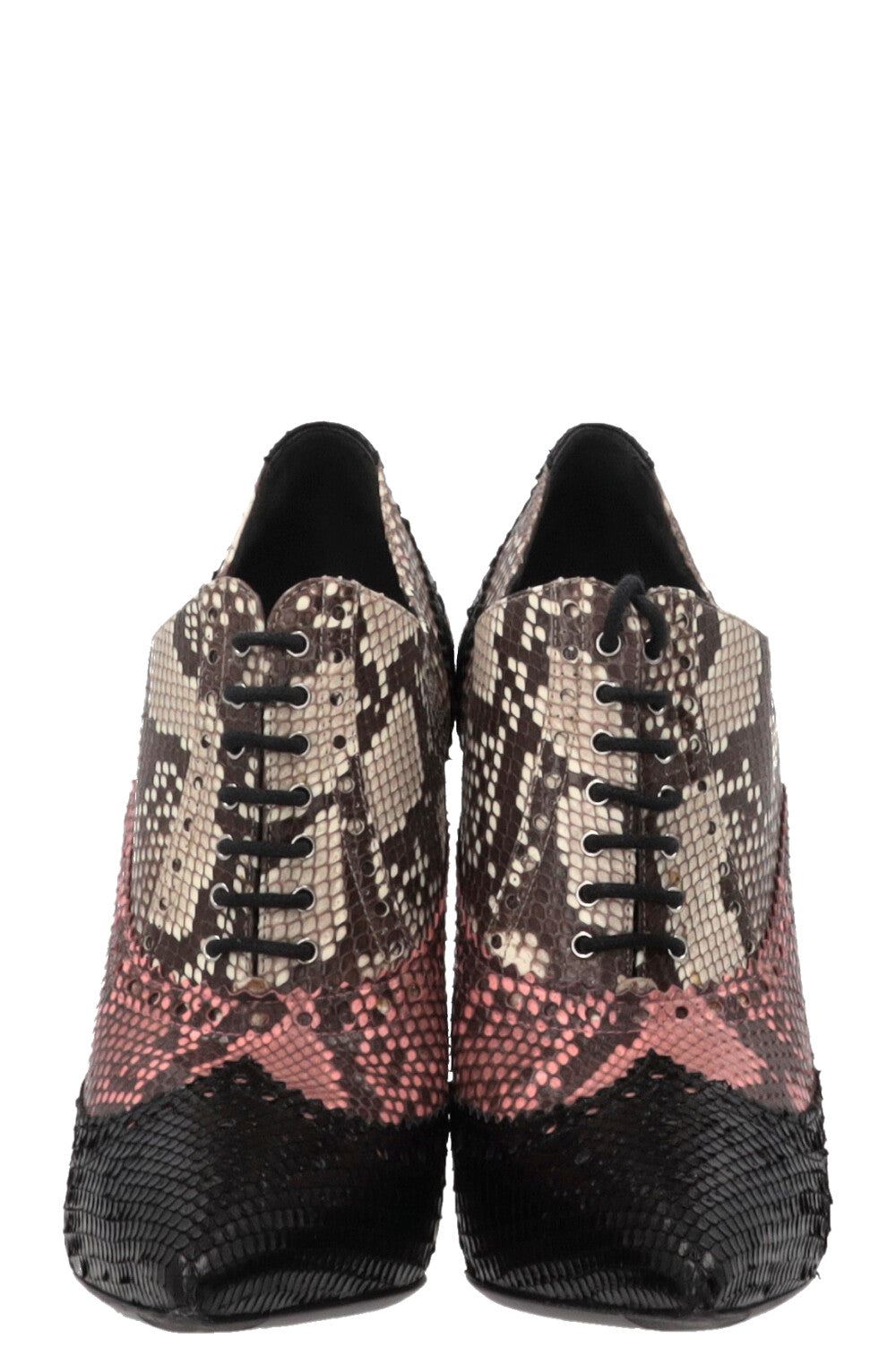 GUCCI Lace-up Pumps Python Black Pink