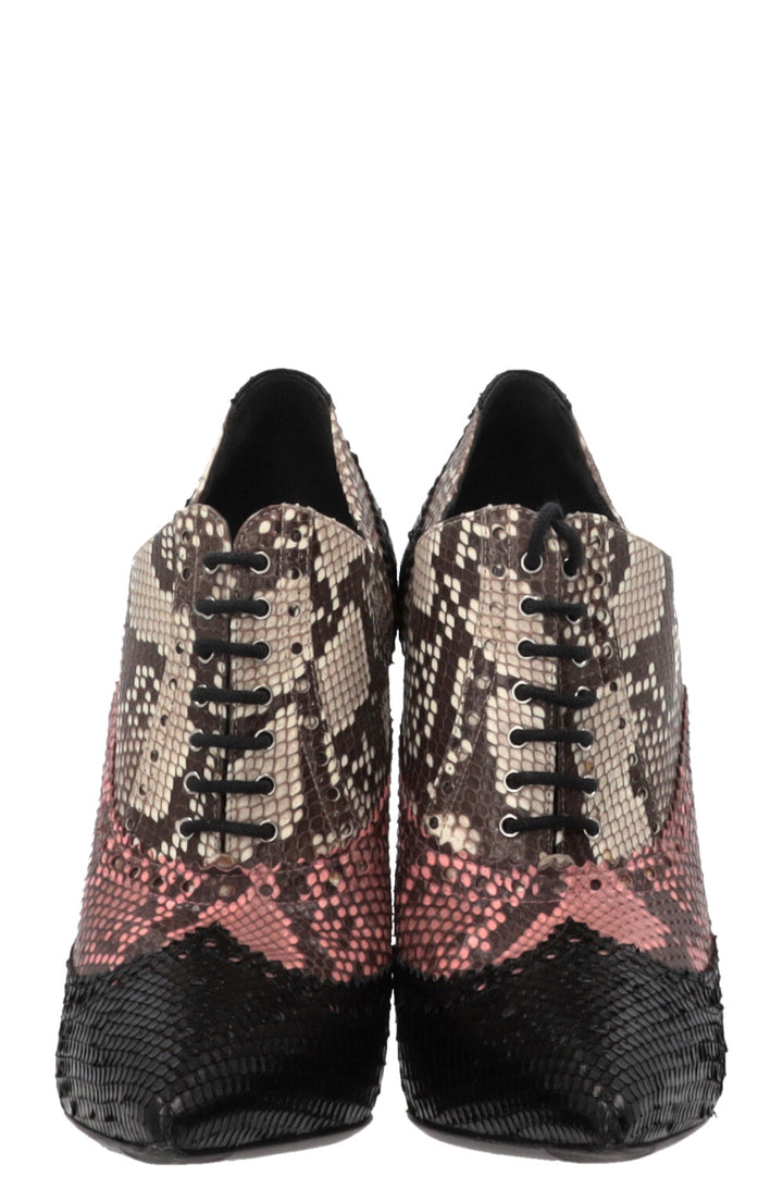 GUCCI Lace-up Pumps Python Black Pink