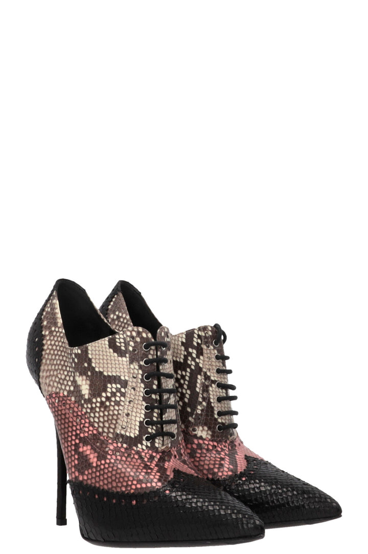 GUCCI Lace-up Pumps Python Black Pink