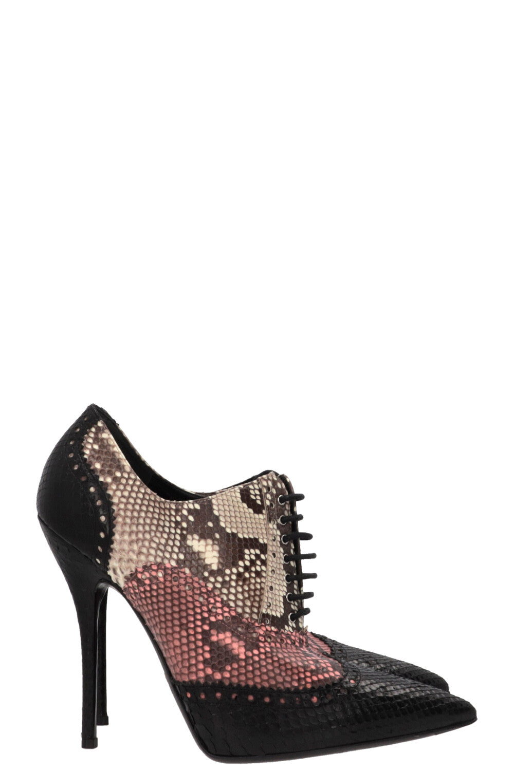 GUCCI Lace-up Pumps Python Black Pink