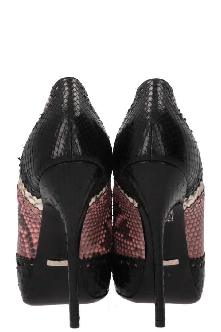 GUCCI Lace-up Pumps Python Black Pink