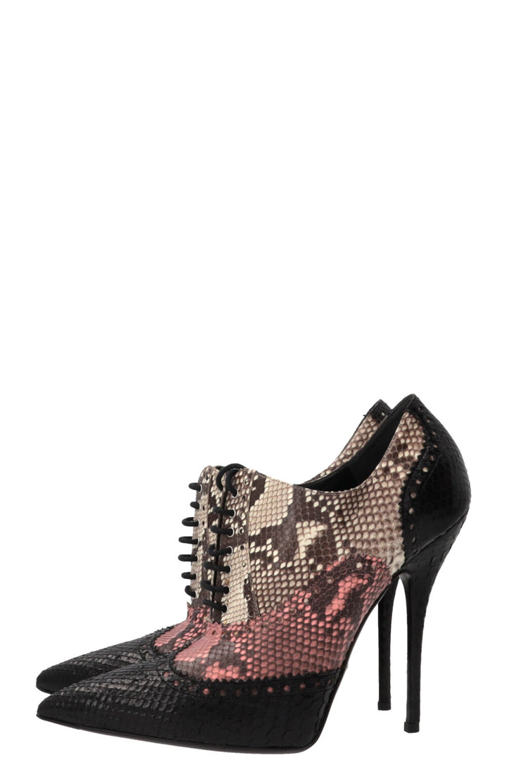 GUCCI Lace-up Pumps Python Black Pink