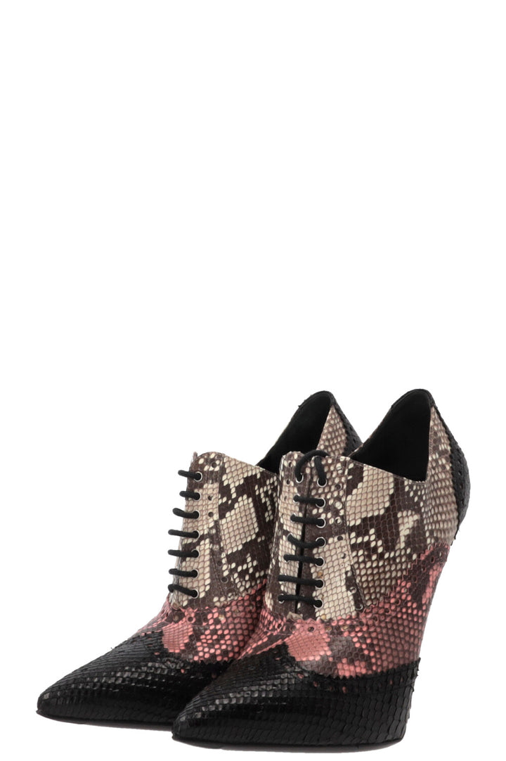 GUCCI Lace-up Pumps Python Black Pink