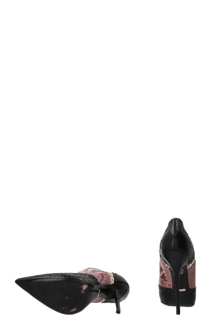 GUCCI Lace-up Pumps Python Black Pink