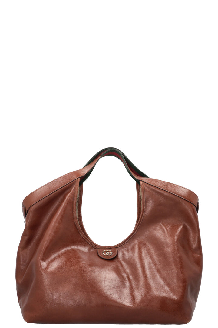 GUCCI Large Reversible Giglio Tote Bag Leather Brown