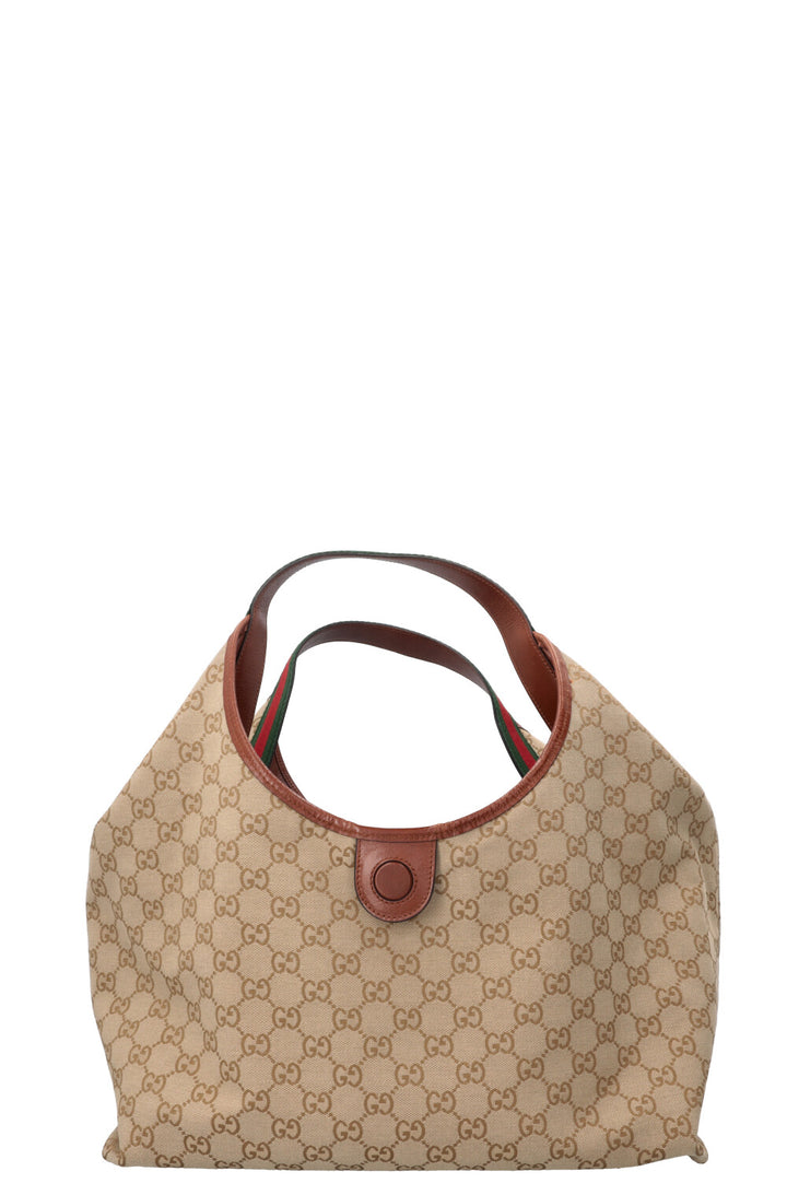 GUCCI Large Reversible Giglio Tote Bag Leather Brown