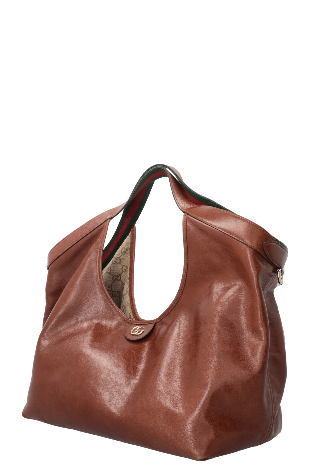 GUCCI Large Reversible Giglio Tote Bag Leather Brown
