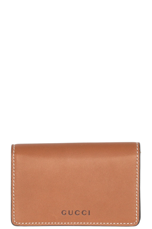 Étui à cartes GUCCI Logo Cuir Toile Suprême Marron
