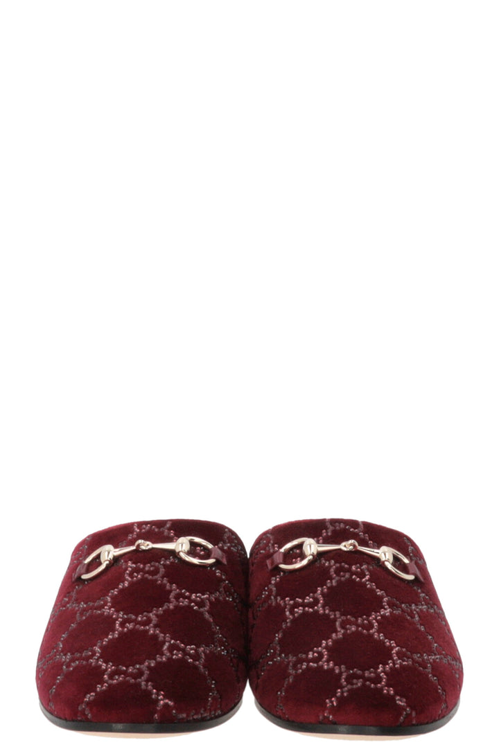 GUCCI Lucy Mules Crystals Bordeaux