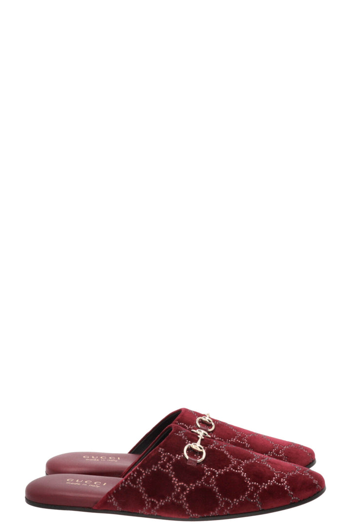 GUCCI Lucy Mules Crystals Bordeaux