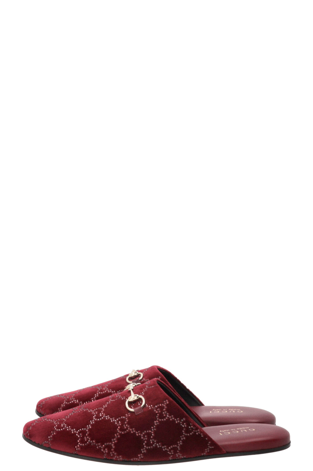 GUCCI Lucy Mules Crystals Bordeaux