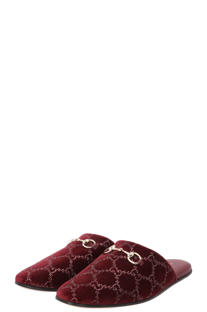 GUCCI Lucy Mules Crystals Bordeaux