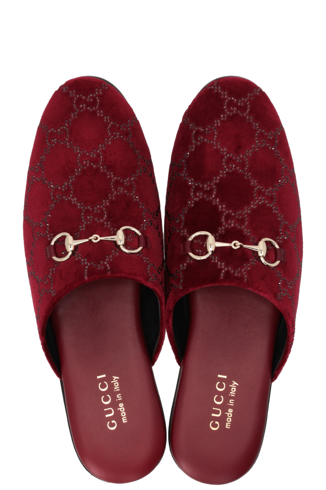 GUCCI Lucy Mules Crystals Bordeaux