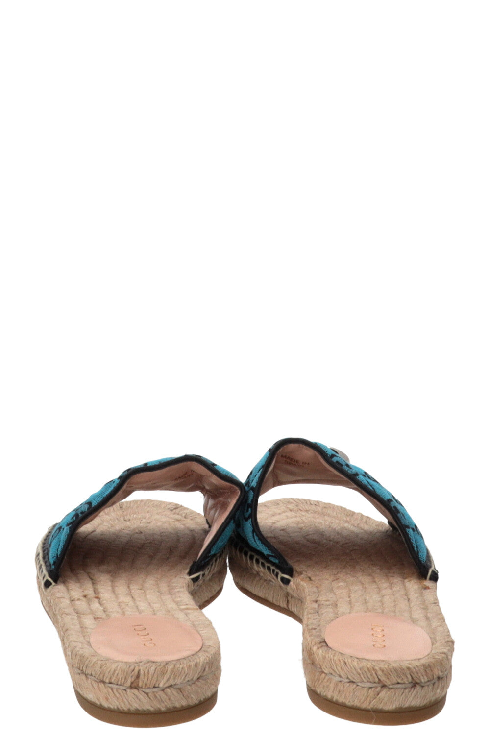 GUCCI Marmont Claquettes GG Toile Suprême Rafia Bleu