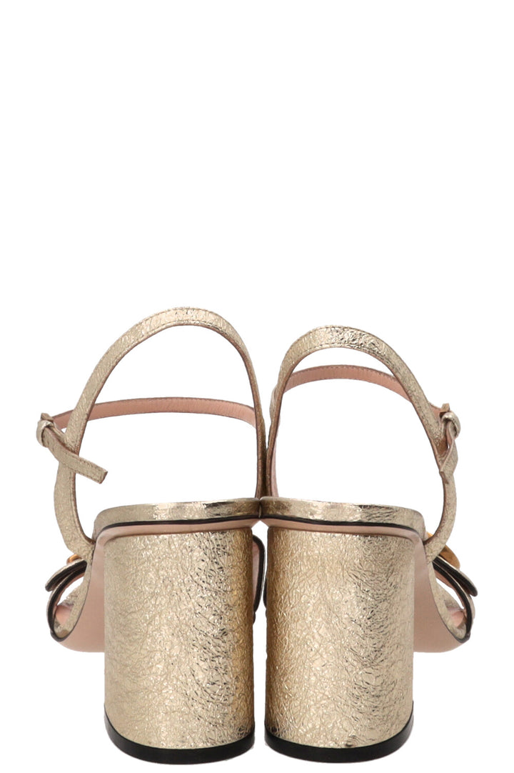GUCCI Marmont Sandals Leather Gold
