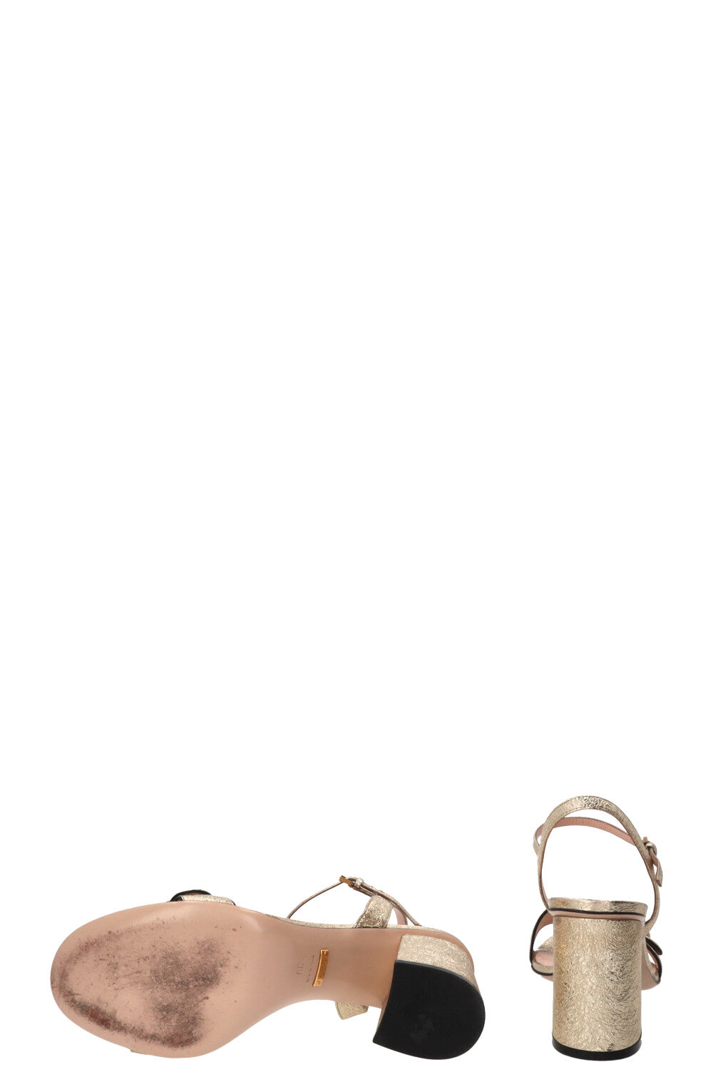GUCCI Marmont Sandals Leather Gold