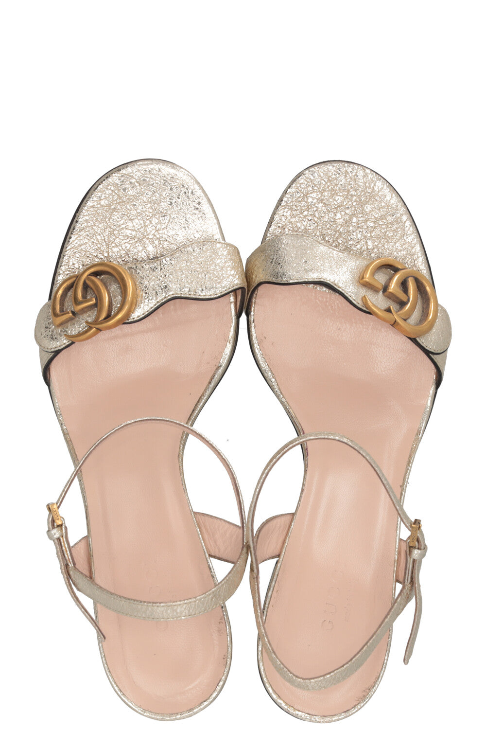 GUCCI Marmont Sandals Leather Gold