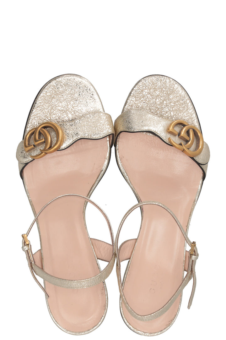 GUCCI Marmont Sandals Leather Gold