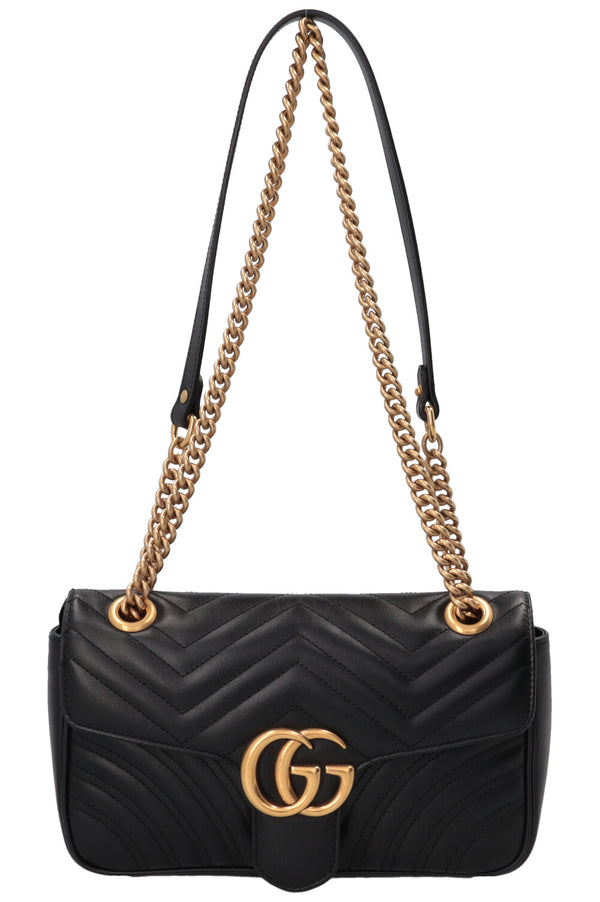 GUCCI Marmont Shoulder Bag Medium Leather Black