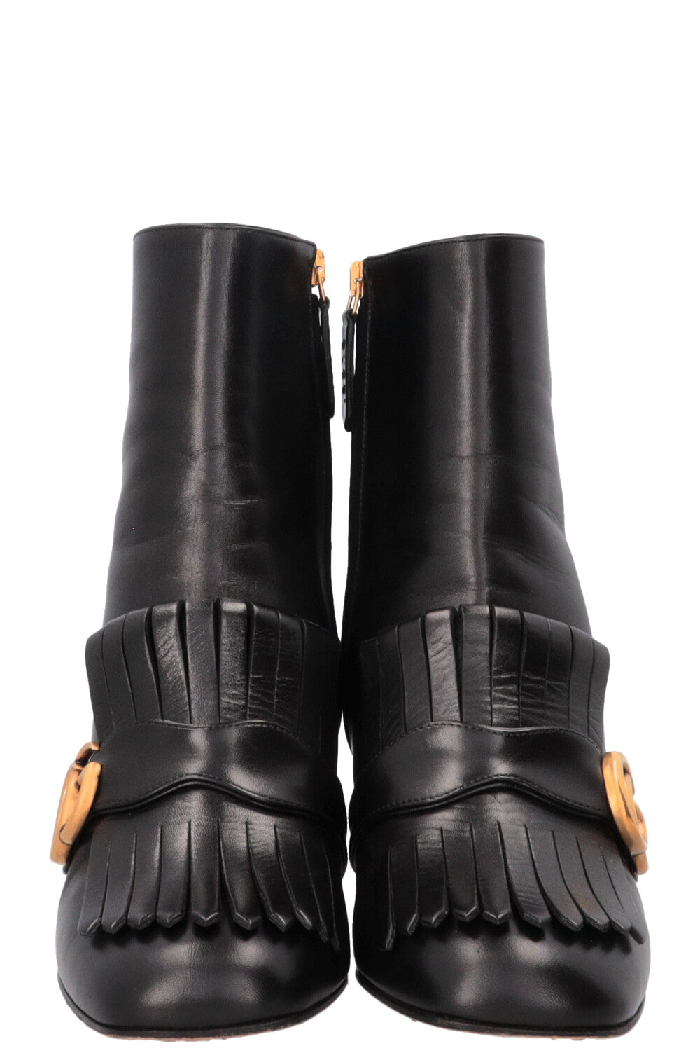 GUCCI Marmont Tassel Ankle Boots Leather Black