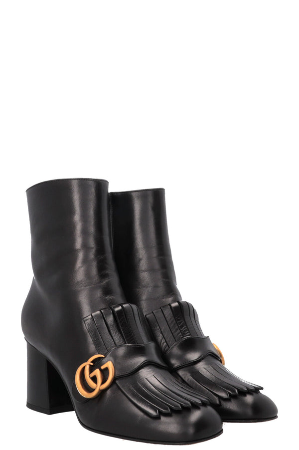GUCCI Bottines en cuir noir Marmont Tassel