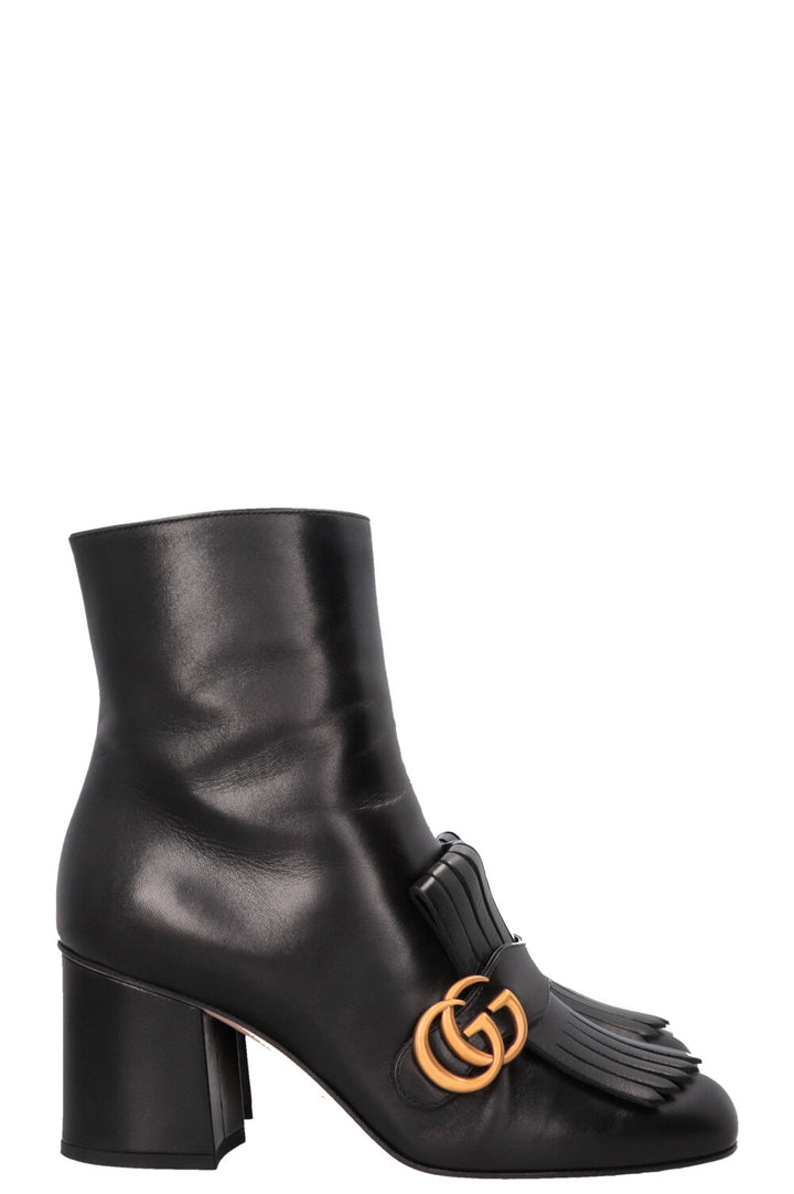 GUCCI Marmont Tassel Ankle Boots Leather Black