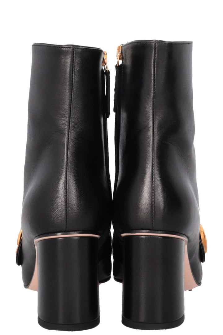 GUCCI Marmont Tassel Ankle Boots Leather Black